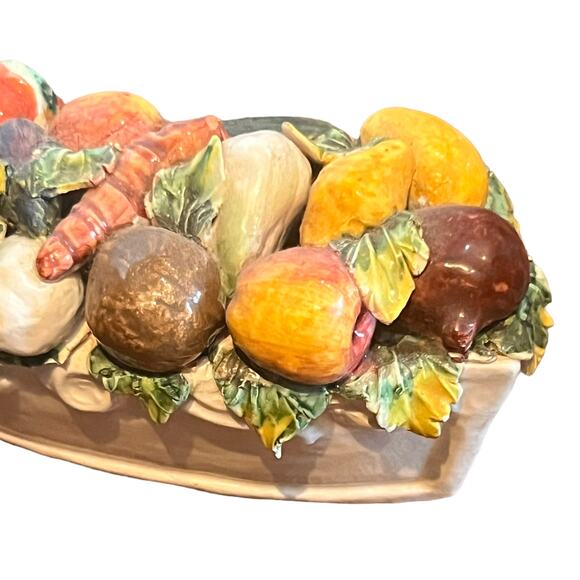 Vintage Large Italian Majolica Vegetable Topiary Centerpiece Ring 8 Piece Set - Picture 16 of 16